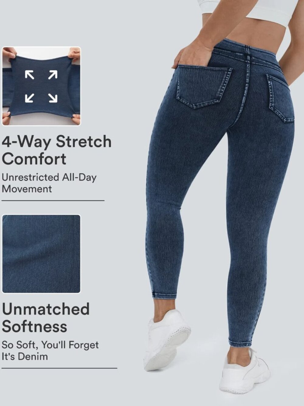 NIP Halara 2X Flex High Waisted Pocket Denim Plus Size Casual Leggings 50% off